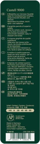 Miniatura 3 de Faber-Castell - Castell 9000 Set de Lápices Artísticos (Paquete de 6), Verde