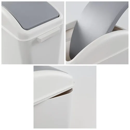 Miniatura 3 de Paquete de 3 cubos de basura de 4.5 galones con tapa abatible, cubo de basura delgado de plástico con parte superior extraíble, cubo de basura