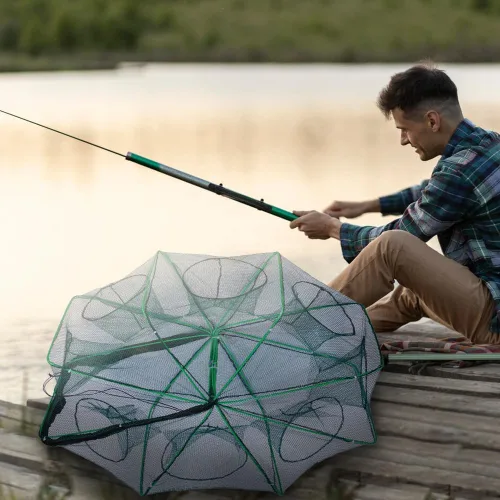 Miniatura 4 de La trampa de pesca plegable mágica, kit de pesca fortalecida autoplegable, trampa de cebo de pesca, red de pesca portátil para cangrejo, cangrejos