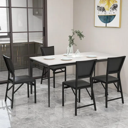 Miniatura 9 de Giantex Juego de 2 sillas plegables de comedor con asientos acolchados, marco de metal resistente, protectores de suelo, diseño de ahorro