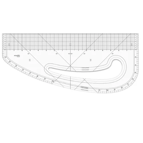 Miniatura 10 de KEARING Regla clásica curva francesa acrílica de 9 pulgadas (9.1 in), varía la forma de curva, regla de curva de medición de cadera transparente