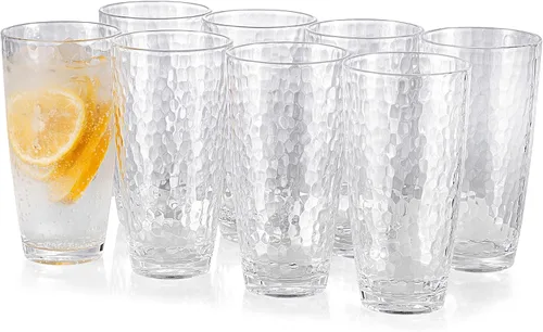 Miniatura 9 de KOXIN-KARLU Hammered - Vasos de plástico de 26 onzas, juego de 6 vasos acrílicos transparentes