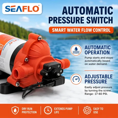 Miniatura 7 de SEAFLO Bomba de agua dulce serie 33 de 110 V/115 V CA, bomba de presión autocebante de 3.3 GPM 45 PSI con interruptor de presión inteligente, bomba