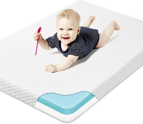 Miniatura 6 de Pack and Play - Colchón transpirable de 38 x 26 pulgadas con funda ultrasuave extraíble, portátil, suave y firme, colchón de espuma viscoelástica