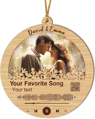 Miniatura 9 de V VIBEPY Impreso en toda la superficie, sin vidrio real, adornos personalizados para parejas, adornos de 3.5 pulgadas, 2 capas, decoraciones
