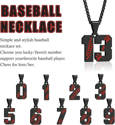Miniatura 3 de Inspiration - Collares de béisbol, collar con número de camiseta de béisbol y colgante de cruz de acero inoxidable, regalo de béisbol personalizado
