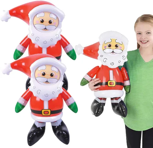 The Dreidel Company Paquete de 2 inflables de Papá Noel de Navidad, 24 pulgadas, 2 pies de alto, perfecto para niños, reuniones, premios de aula,