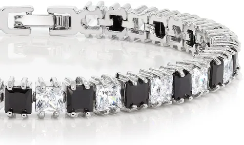 Miniatura 17 de Gem Stone King Pulsera de tenis clásica de circonita cúbica de corte princesa para mujer
