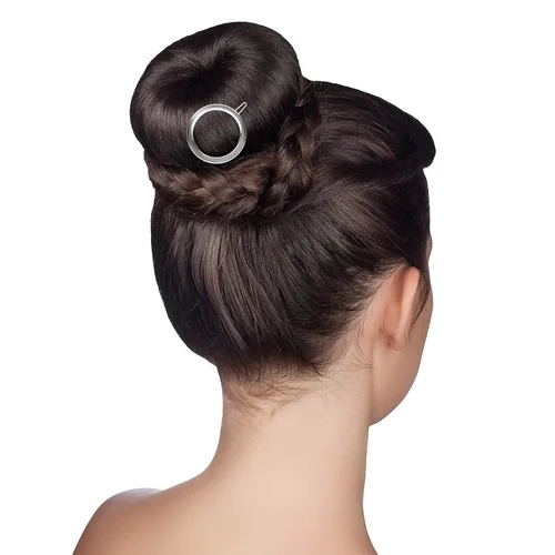 Miniatura 7 de PAGOW 4 pinzas minimalistas para el cabello para mujer, aros huecos dorados y plateados, círculos redondos, geométricos, de metal, delicados
