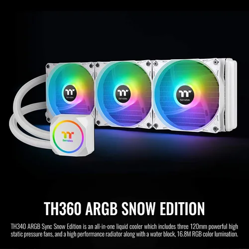 Miniatura 2 de Thermaltake TH360 ARGB Placa base Sync Snow Edition Intel LGA1700 Ready/AM5/AMD Sistema de refrigeración líquida todo en uno 14.173 in Radiador