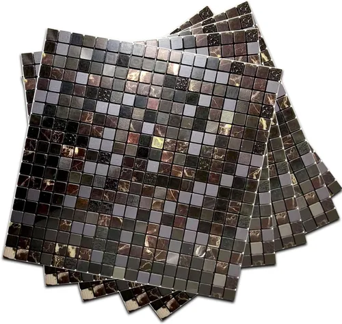 XUANINY Azulejos de protección contra salpicaduras para cocina, baño, chimenea, mosaico de aluminio metálico autoadhesivo (12 x 12 pulgadas) (5,