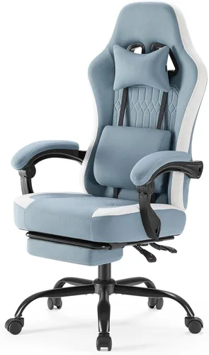 Miniatura 17 de NEWBULIG Silla de escritorio para juegos de computadora, soporte lumbar ergonómico grande con reposabrazos abatibles y ruedas giratorias de 360°