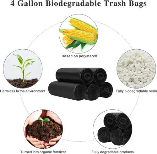 Miniatura 2 de Toplive Bolsa de basura para el hogar, baño, dormitorio, cocina, oficina (negro, 4 galones, 1.2 mil)