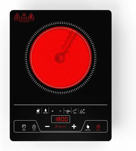 Miniatura 11 de VBGK Placa de cocina eléctrica de 3 quemadores, estufa eléctrica de 24 pulgadas, control táctil y de perilla, LED, 9 niveles de potencia, bloqueo
