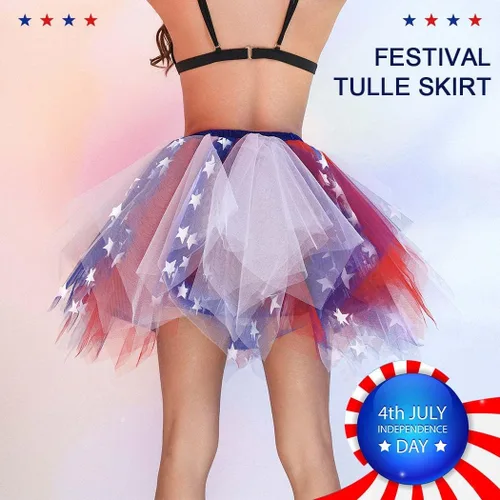 Miniatura 6 de Nicute Falda tutú para mujer, 4 de julio, color rojo, blanco y azul, con estrellas, divertida, patriótica, para fiesta del Día de la Independencia
