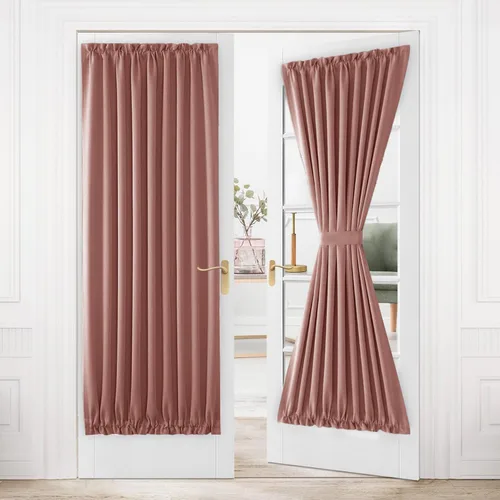 Miniatura 171 de DWCN Cortinas para puerta francesa: cortina térmica con bolsillo para barra para puertas con ventana de vidrio, puertas de cocina y patio