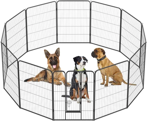 Miniatura 33 de BestPet Extensión de corral para perros 32 pulgadas, 2 paneles Corral resistente para mascotas con ejercicio de metal Paneles de cerca