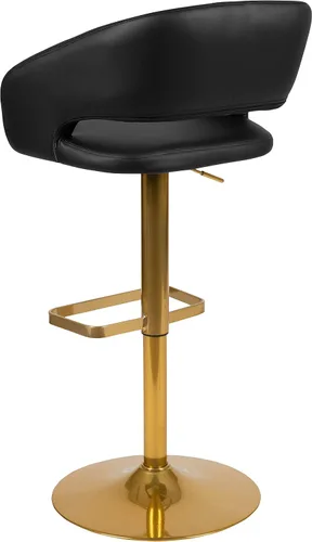 Miniatura 5 de Flash Furniture Erik Taburete de bar contemporáneo de altura ajustable con reposapiés y respaldo medio redondeado, taburete tapizado o altura