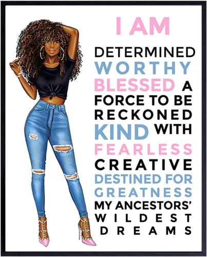 Arte de pared negro motivacional para mujeres latinas hispanas étnicas afroamericanas, citas inspiradoras positivas, póster de decoración del hogar
