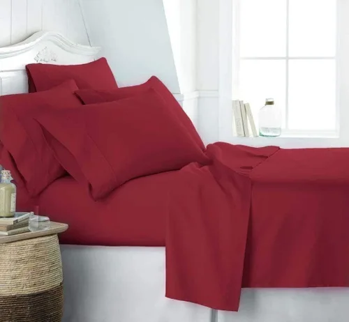 Miniatura 17 de KBC linen Juego de sábanas de lujo de 6 piezas para hotel, 100% algodón, sábana bajera ajustable de 21 a 24 pulgadas, sin arrugas, juego de ropa