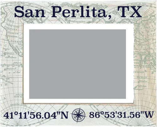 San Perlita Texas Souvenir - Marco de fotos de madera con diseño de coordenadas de 4 x 6 pulgadas