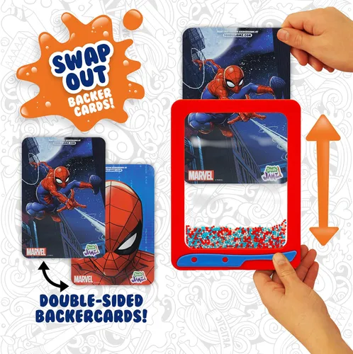 Miniatura 4 de Sky Castle DoodleJamz Marvel JellyPics - Almohadillas de dibujo sensoriales rellenas con cuentas blandas no tóxicas y gel, incluye lápiz capacitivo