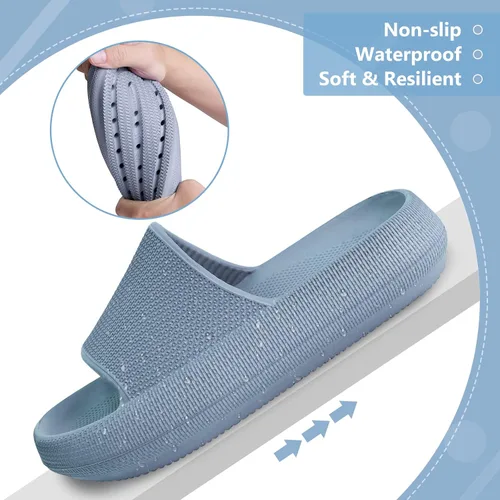 Miniatura 3 de FJPTREN Zapatos de nube para niños y niñas, sandalias acolchadas antideslizantes, zapatos de ducha ligeros, plataforma para niños, suela gruesa
