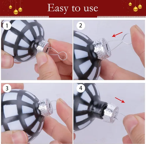 Miniatura 3 de moonoom 100 tapas redondas de adorno de Navidad, perchas de repuesto para árbol de Navidad, porcelana, cerámica o vidrio, decoraciones de bricolaje