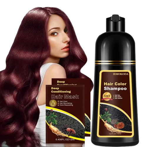 Miniatura 17 de Champú para Teñir el Cabello Marrón Cerezo 3 en 1, Champú para el Color del Cabello que Funciona en Minutos, Champú para Cabello Marrón & Champú