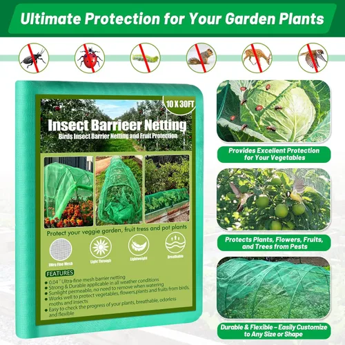 Miniatura 3 de Cludoo Garden Mesh Netting Kit,7 Sets Wide Garden Hoops with 10x30 ft Garden Covers Bird Netting& 12 Clips, Garden Protection for Raised Beds