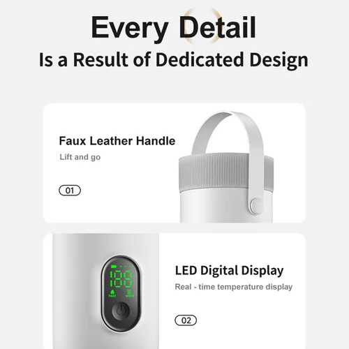 Miniatura 8 de Hervidor eléctrico portátil, hervidor de viaje inalámbrico recargable con batería de 27000 mAh de ebullición rápida para acampar al aire libre