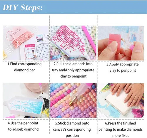 Miniatura 6 de Kit de Pintura de Diamantes 5D Hestarcul, Kits de Arte de Diamantes para Adultos Redondos de Perforación Completa, Pintura con Diamantes