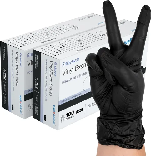 Miniatura 10 de Well Before Guantes de vinilo negros - Guantes desechables sin polvo y sin látex
