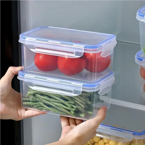 Miniatura 5 de Recipientes de almacenamiento de alimentos de 8 piezas con tapas, recipiente rectangular de preparación de comidas, no tóxico, sin BPA con 4