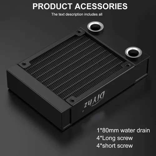 Miniatura 2 de Radiador de Refrigeración por Agua para Computadora, Intercambiador de Calor de Aluminio de 8 Tubos, Radiador de Refrigeración Líquida con Rosca