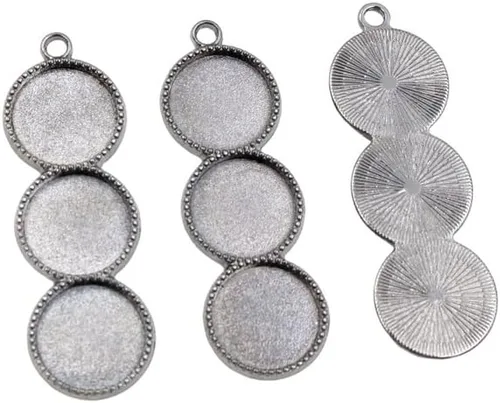 Miniatura 7 de Kentuckiz - 10 unidades de 0.472 in de tamaño interior de tres camafeo cabujón base en blanco colgante bandejas bisel diy collar colgante joyería Oro