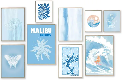 Miniatura 11 de TWNSLLA Decoración de habitación de nieta costera, kit de collage de pared estético de playa, pósteres de playa azul para estética de habitación