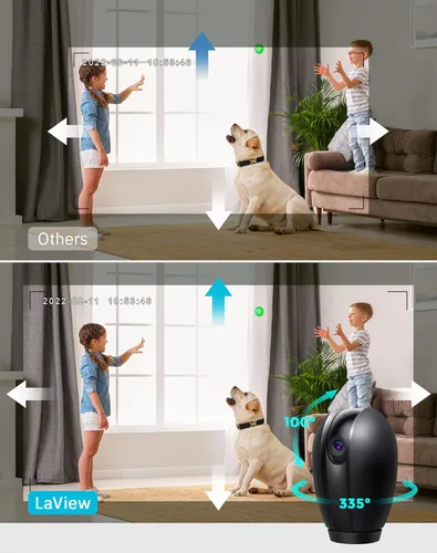 Miniatura 4 de LaView Cámaras de seguridad para el hogar + 2 tarjetas SD de 32 GB, cámara de seguridad PT para el hogar con detección de movimiento, audio Negro