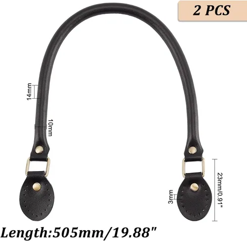 Miniatura 2 de PH PandaHall 2 piezas de 24.2 pulgadas de cuero para bolso de mano, Negro