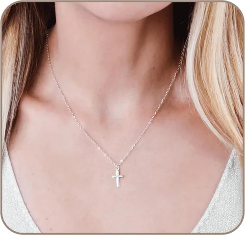 Miniatura 35 de Collar de cruz de oro para mujer, collares con colgante de cruz minimalista, longitud de 16 a 18 pulgadas, joyería cristiana hecha a mano, regalo