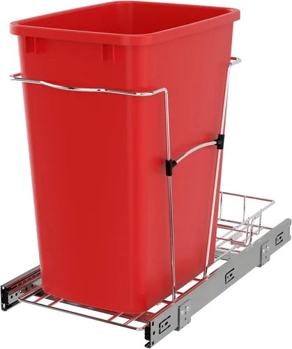 Miniatura 13 de Rev-A-Shelf Bote de basura extraíble para armarios de cocina, contenedor de reciclaje de basura de 35 cuartos de galón con toboganes de extensión
