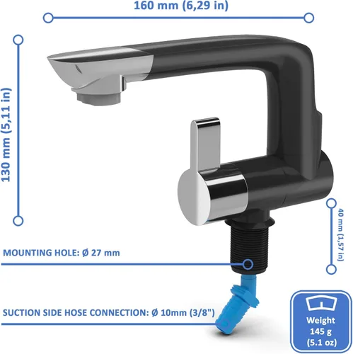 Miniatura 2 de Grifo de agua eléctrico de 12 V con interruptor Ideal para fregadero de cocina y como conexión de bomba en RV, cámper, remolque, cámper o barco