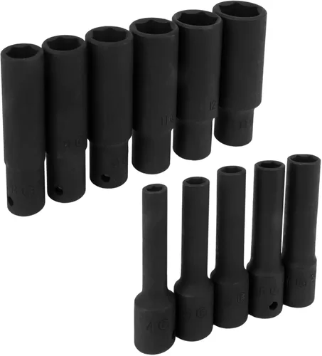 Miniatura 5 de Genius Tools Juego de llaves de vaso de impacto profundo Dr. métricas de 11 piezas de 1/4" TD-211M