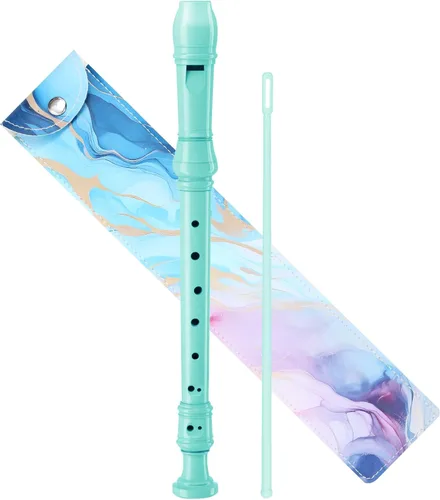 Miniatura 17 de Instrumento de flauta soprano para niños principiantes estudiantes, digitación alemana, llave C, flauta soprano de 3 piezas con varilla de limpieza