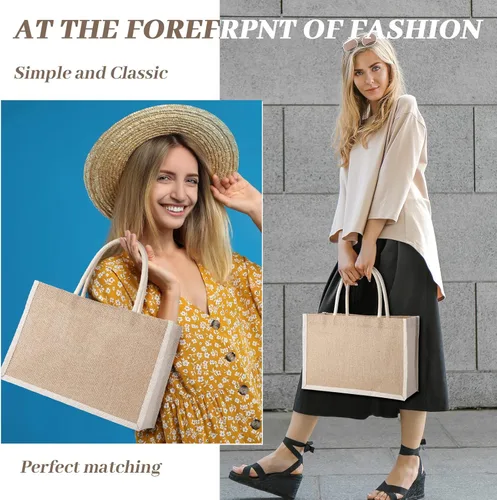 Miniatura 2 de Boao 10 bolsas pequeñas de yute de arpillera con asa, bolsas de regalo de yute para novias, bolsas de bienvenida de arpillera a granel para mujeres
