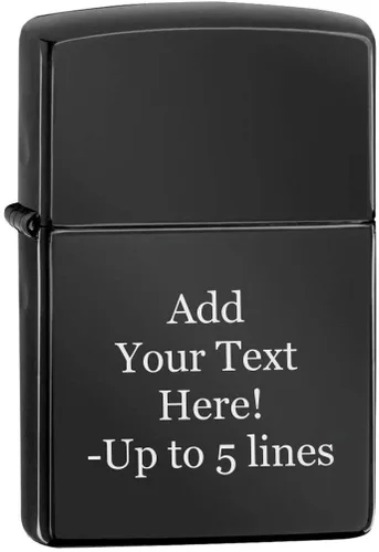 Miniatura 12 de Zippo Encendedor – Mensaje personalizado grabado en la parte trasera de color único a prueba de viento encendedor (negro hielo #150)