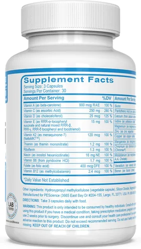 Miniatura 6 de PEScience TruMulti Men's, Multivitamínico con vitamina C, D, zinc de primera calidad para apoyo inmunológico y estrés, 90 cápsulas