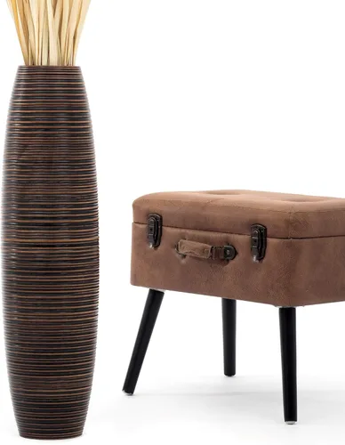 Miniatura 12 de Leewadee Jarrón grande negro para decoración del hogar, de madera, de 26 pulgadas de alto, decoración de granja, soporte para flores para plantas