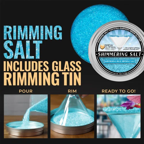 Miniatura 3 de Brew Glitter - Sal con Brillo Azul para Bordes (113g, 1x Barra de Lata) Aderezo para Cócteles y Bebidas