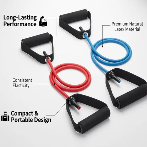 Miniatura 4 de Bandas de resistencia con asas, juego de 2 unidades, bandas de ejercicio ajustables de 20 libras y 25 libras, cuerda de entrenamiento TPE